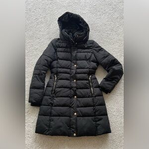 Raxevsky Puffer Midi Quilted Hooded Jacket- Small